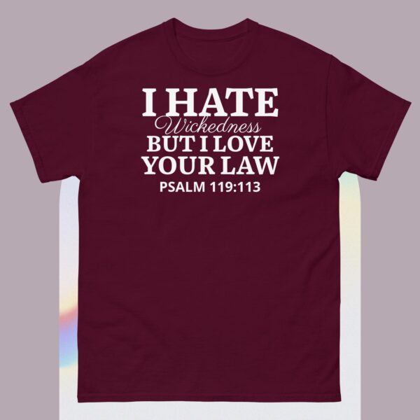 Unisex classic tee: I hate wickedness, But I Love your Law
