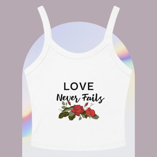 Love Never Fails: Women’s micro-rib tank top - Image 3